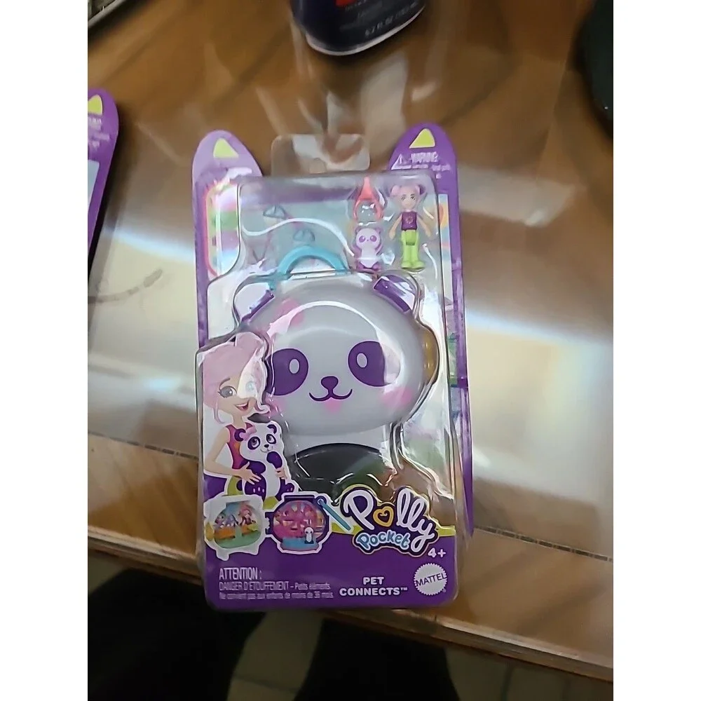 Polly Pocket Pet Connects mini doll Panda White compact brunette doll Open box